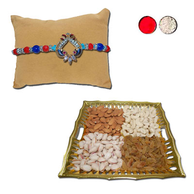 "RAKHIS -AD 4340 A (Single Rakhi) , Dryfruit Thali - code RD600 - Click here to View more details about this Product